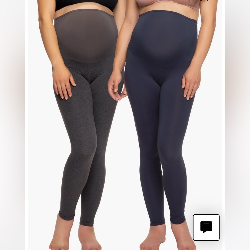 Felina Maternity Leggings in Charcoal Gray and Navy